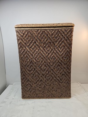 Vtg style Set 20'' X 12''x 29'' BOHO Wicker Hamper Laundry Basket Hamper By Lamont 