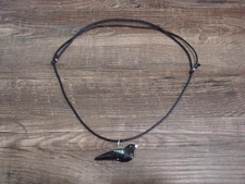 Hand Carved Adjustable Jet Magpie Fetish Necklace by Matt Mitchell