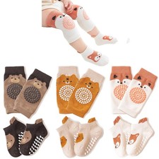 Baby Knee Pads Crawling 3 Pairs Baby Socks Walking 3 Pairs Toddler Protector