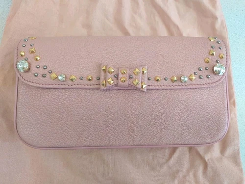 Miu Miu borsa nastro borchie perline bracciale rosa