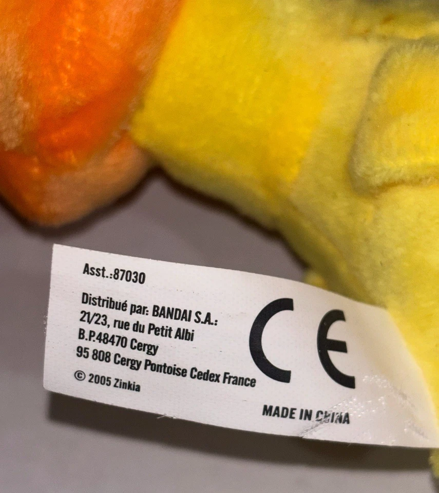 "Bandai Pocoyo Pato 2005 pato amarillo juguete de peluche suave 8"" US23" Foto 2 de 2