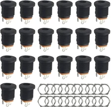 20 PCS DC Power Jack 5.5Mm X 2.1Mm 3 Pin Female DC Barrel Jack Panel Mount Conne