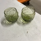 Vintage 2 Anchor Hocking Lido Milano Glass 8oz Avocado Green Roly Poly Rocks Set