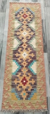 Klassischer Handgeknüpfter Afghan Türkischer Läufer Kelim Teppich, Azteken Wollteppich, Größe 150x49 CM
