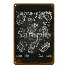 The Butcher's Guide Poster Vintage Tin Metal Signs Meat Cut Charts Painting Kitc