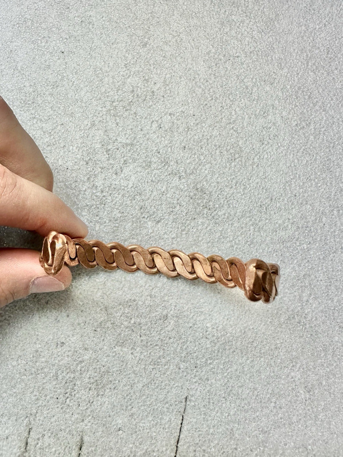 Solid COPPER Flattened Cubano Link Cuff Bracelet - image 6