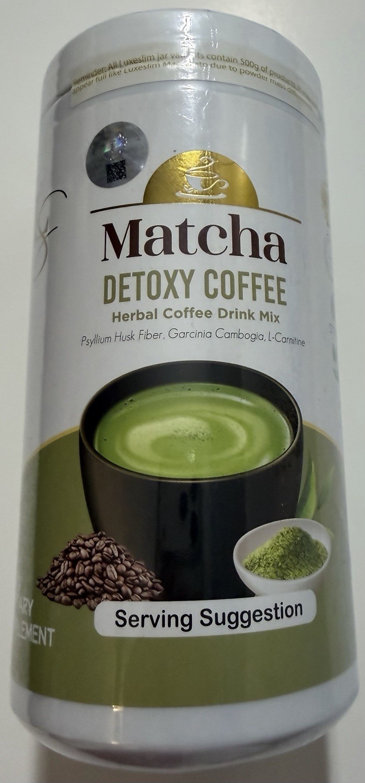 LuxeSlim Matcha Detoxy Coffee Drink Mix 500g Psyllium Garcinia L-Carnitine