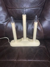 Vintage Electric 3-Light Candolier Candelabra Ivory Plastic Base 9.75" Tall