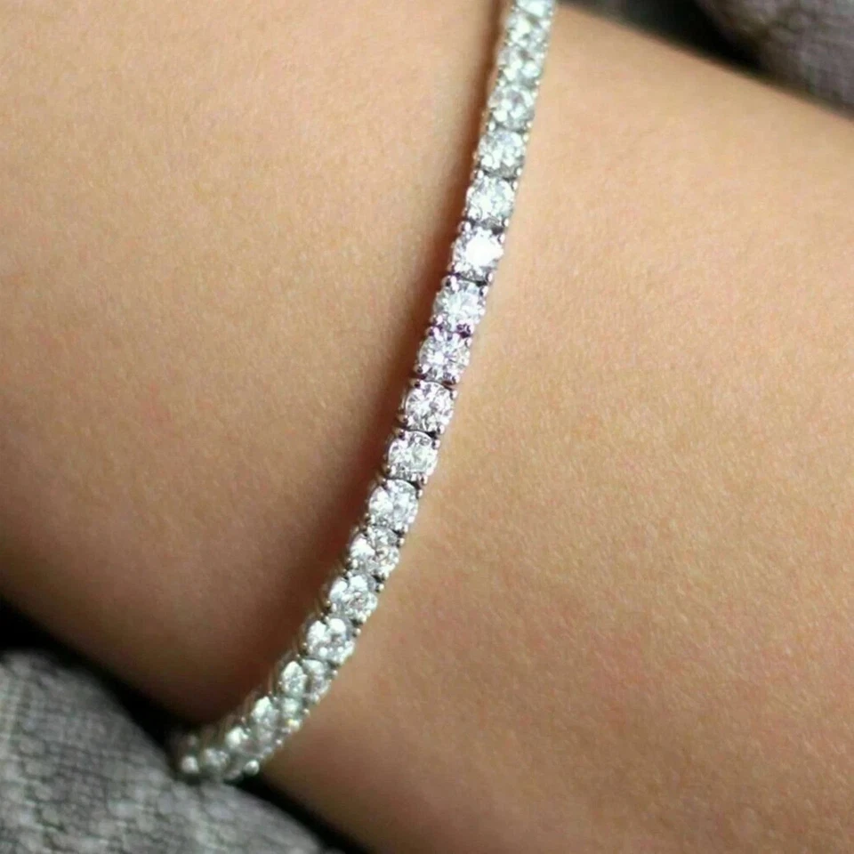 4MM 10k White Gold Prong Set Tennis Bracelet Round 11.00Ct Lab Created Diamond - Image 2 of 4