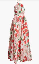 Carolina Herrera Chain Strap Floral Gazaar Halter Gown Dress NWT Sz 0