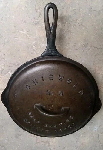 Griswold Cast Iron No. 8 704S Skillet & Self Basting Cover No. 8 468
