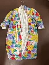 VTG Victorias Secret Terry Lined Bathrobe Womens One Size Floral Gold Label