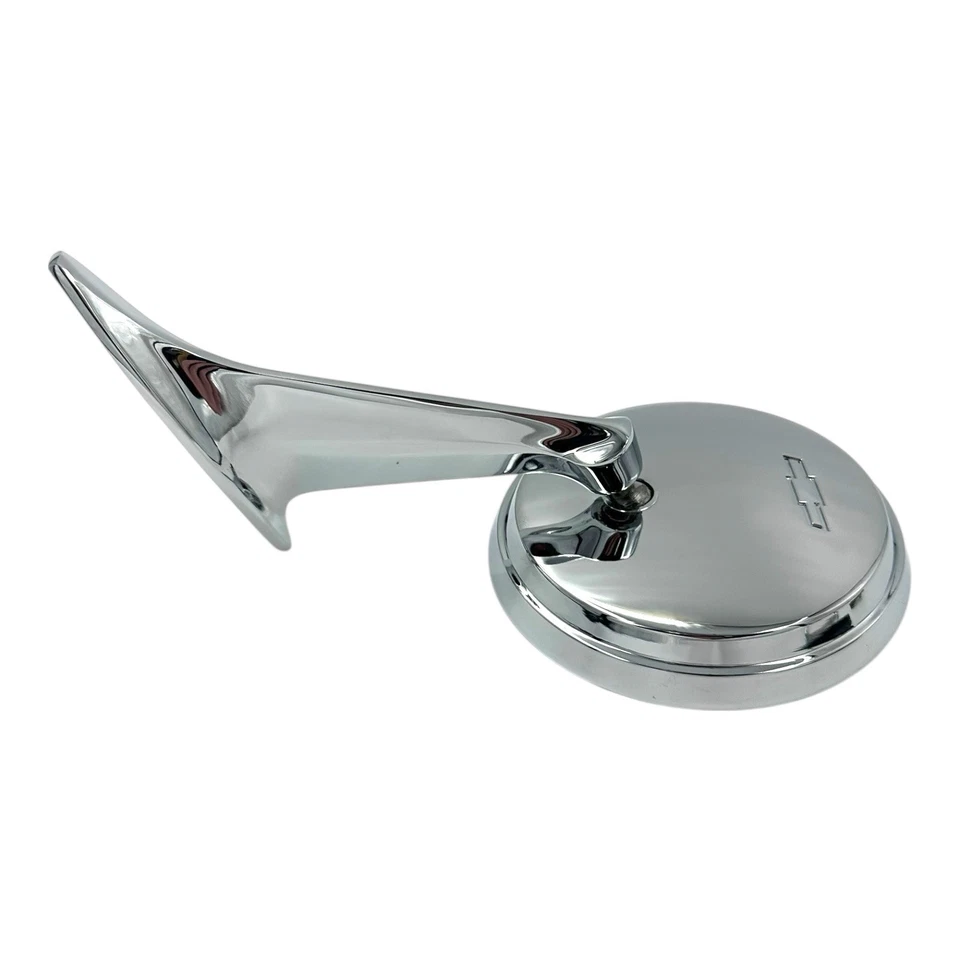 RH Passenger Side Chrome Exterior Door Mirror w/ Bowtie For 1965-66 Chevy Impala - Image 4 of 4