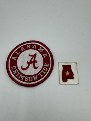 Alabama Crimson Tide 2  Round Logo Embroidery Patch & Red Alabama State Patch