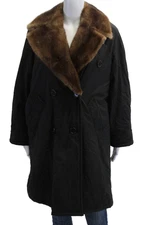 Max Mara Mens Black Overcoat Button Collared Classic Size 4