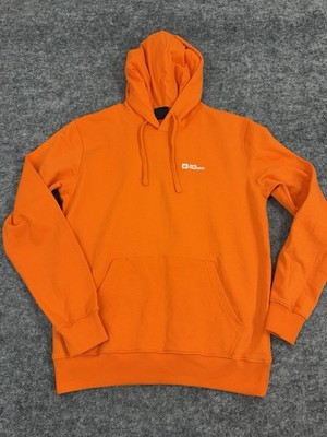Jack Wolfskin Hoodie Mens Medium Orange Sweatshirt Pullover Graphic N52
