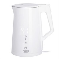 Adler AD 1345 Wasserkocher Edelstahl 1,7L Weiß Einstellbar Temperatureinstellung