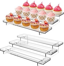 2 Pack 3 Tier Acrylic Stands for Display, 12 inch Clear Display Stand Risers ...