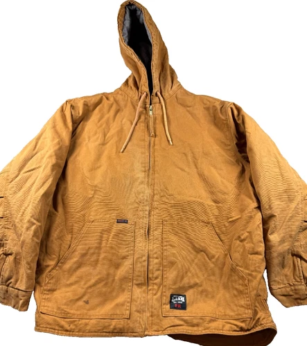 Key Industries FR Hooded Work Jacket XLT Brown Quilt Lined Flame Resistant HRC 4 - product listing photo