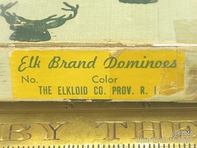 Bakelite Catalin Dominoes BLACK Double 6 set Elk Brand 1930s