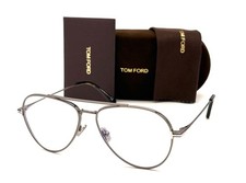 Tom Ford FT5800-B 008 Shiny Palladium / Clear Blue Block 56mm Eyeglasses TF5800