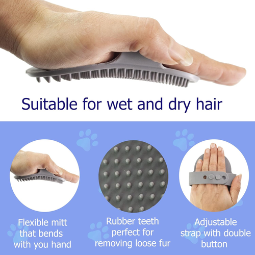Dog Grooming Rubber Pet Mitt, Flexible Mitt That Stimulates Skin and Removes ... - Picture 2 of 12
