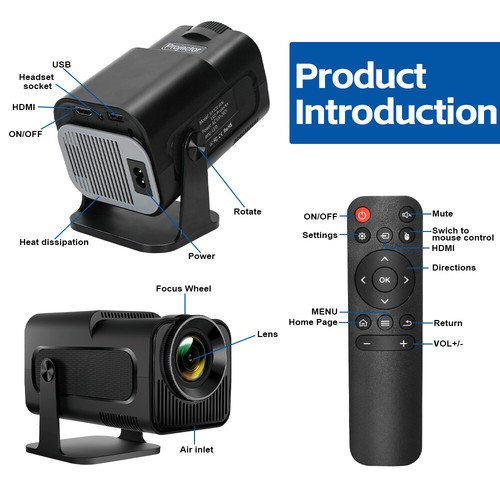 HD Projector 4k 1080p Mini 200 Ansi LM Home Theater WiFi Bluetooth For Android - Picture 11 of 14