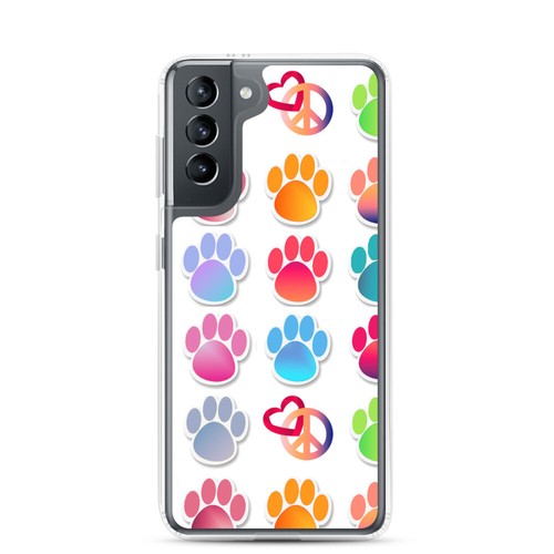 Samsung Cell Phone Case Cat Kitty Paw Prints Colorful Cover Protector New - Picture 11 of 16
