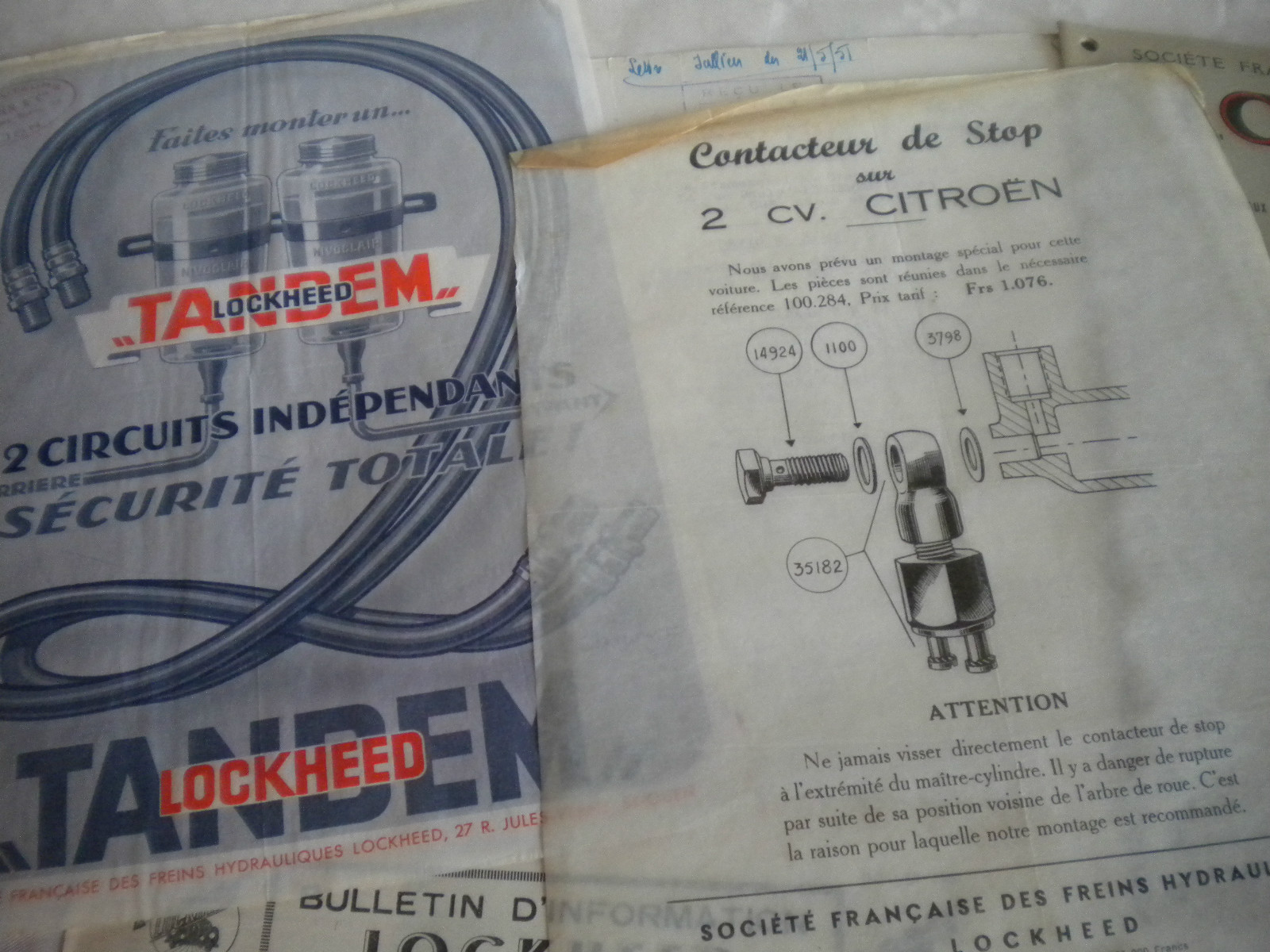 Vintage Catalogue Lockheed Brake parts Price lists Bulletins adverts