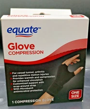 Equate - Glove Compression With Microban Protection - One Size - Black