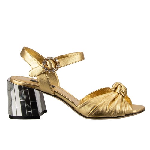 Dolce & Gabbana Crystal Buckle Disco Ball Heel Leather Pumps Sandals 13034 - Picture 2 of 6
