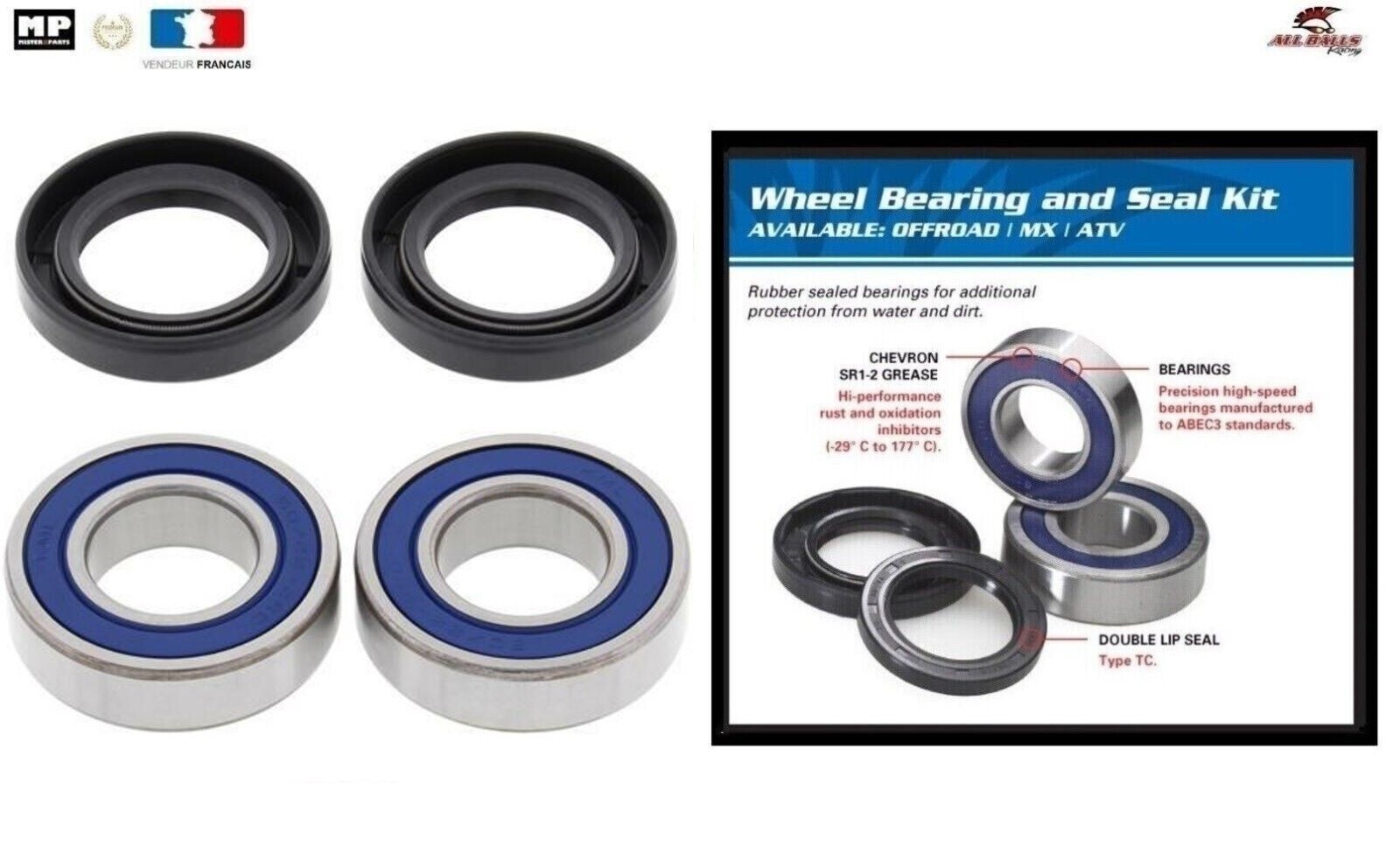 Roulements de roues avant All Balls pour rouler en sécurité sur Yamaha XV1600 de 1999 à 2003