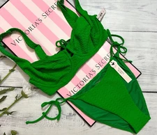 Victoria's Secret Swim Wicked Sling Top & String Bottom Bikini Set Green