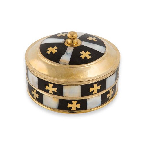 Round Brass Incense box with Cross Detailing - Orthodox Incense Box - Picture 5 of 5