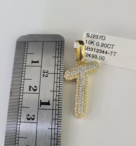 10k Miami Cuban Chain T Diamond Charm Set 4mm 18-26"Yellow Gold Necklace Pendant - Picture 3 of 8