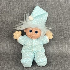 Russ Troll Kidz 15" BABY DOLL cloth body blue hair Pajamas