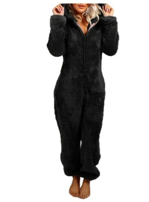 Para mujer Vestido de lana con capucha esponjoso/1 Onesie mono salón bata de baño Foto 2 de 4