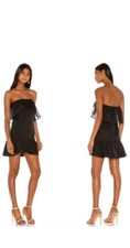 Revolve NBD Kathy Black Ruffled Strapless Mini Party Dress Size XS LBD, Goth