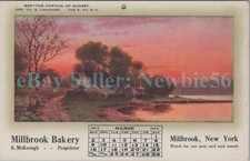 Millbrook NY - MILLBROOK BAKERY 1913 CALENDAR - Advertising Postcard