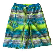 OP Swim Trunks Board Shorts Sz XXL 18 Youth Bright Blue Yellow Summer Beach Pool