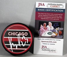 PHILIPP KURASHEV SIGNED CHICAGO BLACKHAWKS REVERSE RETRO PUCK AUTOGRAPH JSA COA