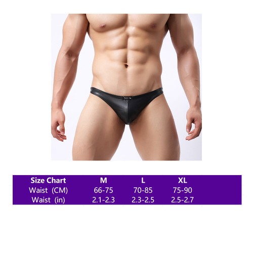 Men's Sexy Underwear Faux Leather Sexy Bikini Half Hip Bag Butt Lift Low Waist - Picture 6 of 8