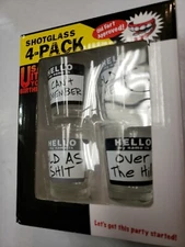 NEW - Over The Hill 4 Pack of Novelty Shot Glasses Spencer's Happy Birthday NIB