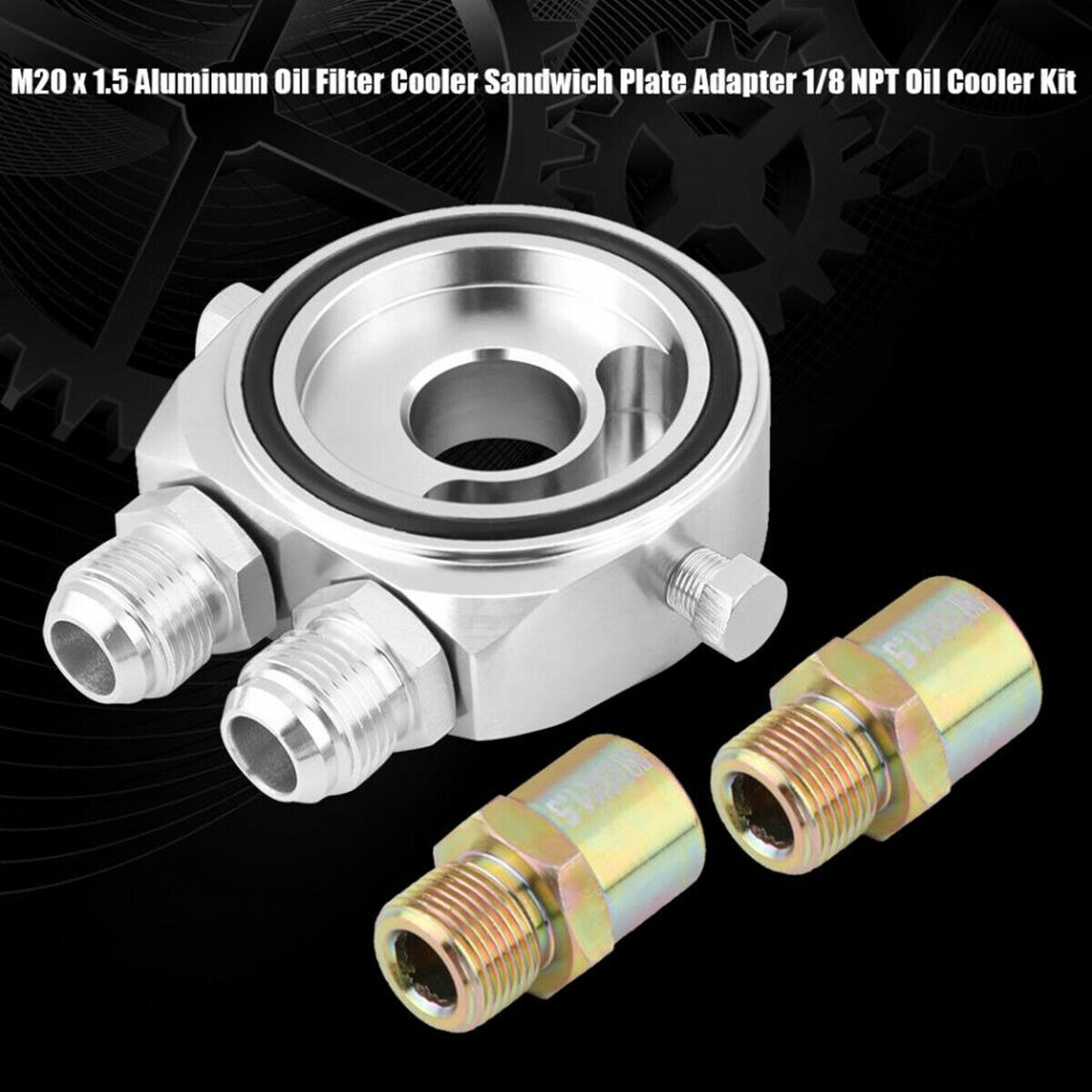 Car Oil Filter Cooler Sandwich Plate Adapter Oil Cooler Kit Silver M20 x 1.5