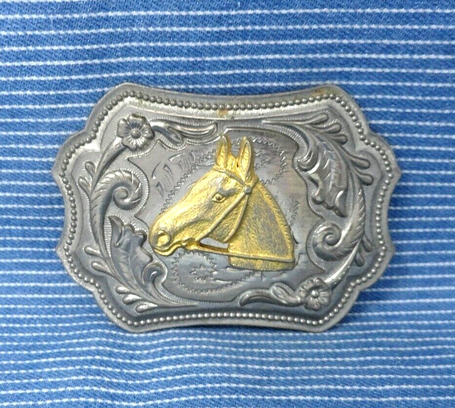 Classic Western Horse Belt Buckle Vintage 80s Cowbo… Gem