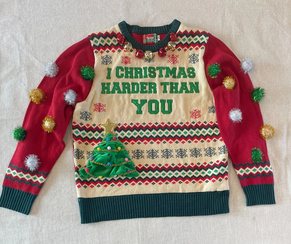 Spencer’s Workshop Light-Up I Christmas Harder Than You Ugly Christmas Sweater L - Image 4 of 4