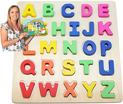 Wooden Alphabet Toddler Puzzles Toys For 2 To 3 Year Olds Kids With Big Bright Ebay