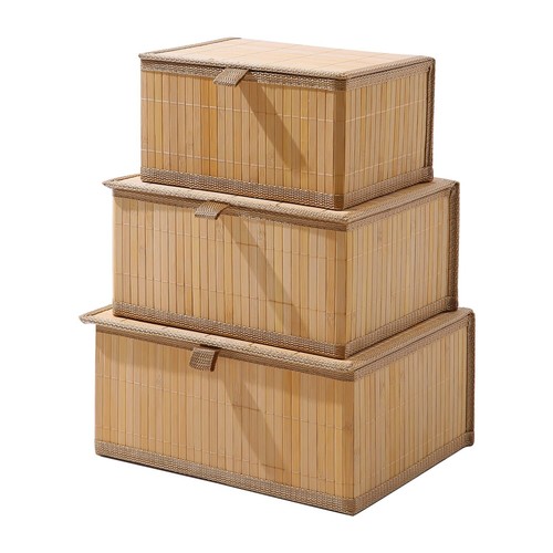 Handcrafted Eco-Friendly Bamboo Clothes Storage Boxes with Lid Pack of ...