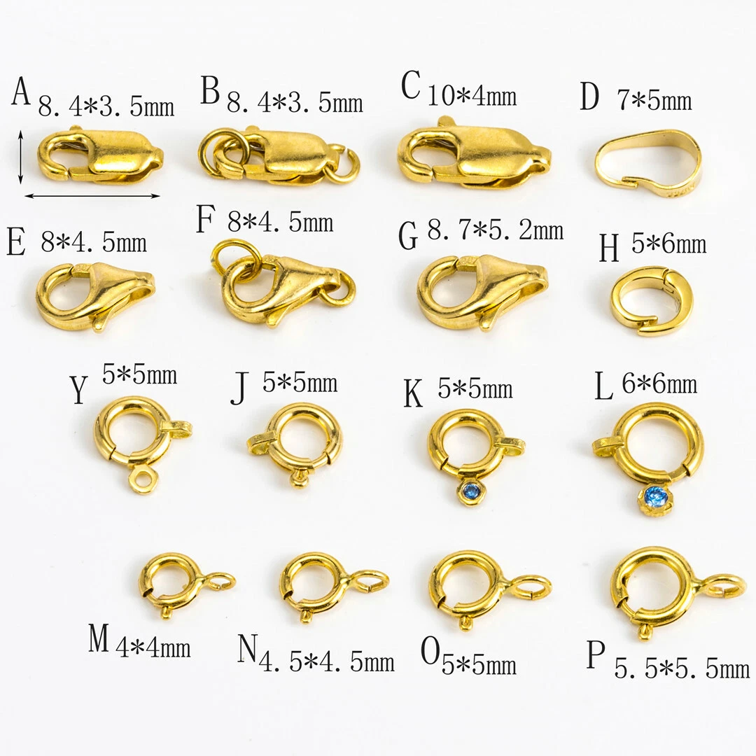 Real Pure 18K Yellow Gold Clasp Hooks Bracelet Necklace Connector Lobster Circle