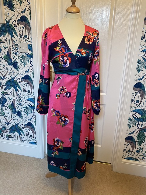 liquorish wrap front midi tea dress in floral print